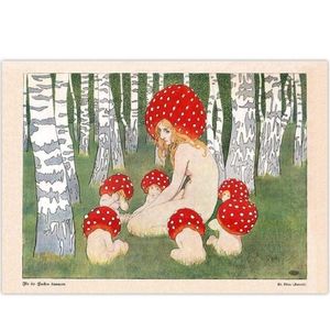 Mother Mushroom with Children art print on canvas 5 x 7